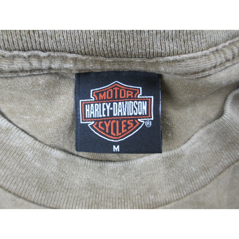 VINTAGE Harley‎ Davidson Shirt Mens Medium Brown Eagle Wyoming Motorcycle 90s* - Picture 14 of 15